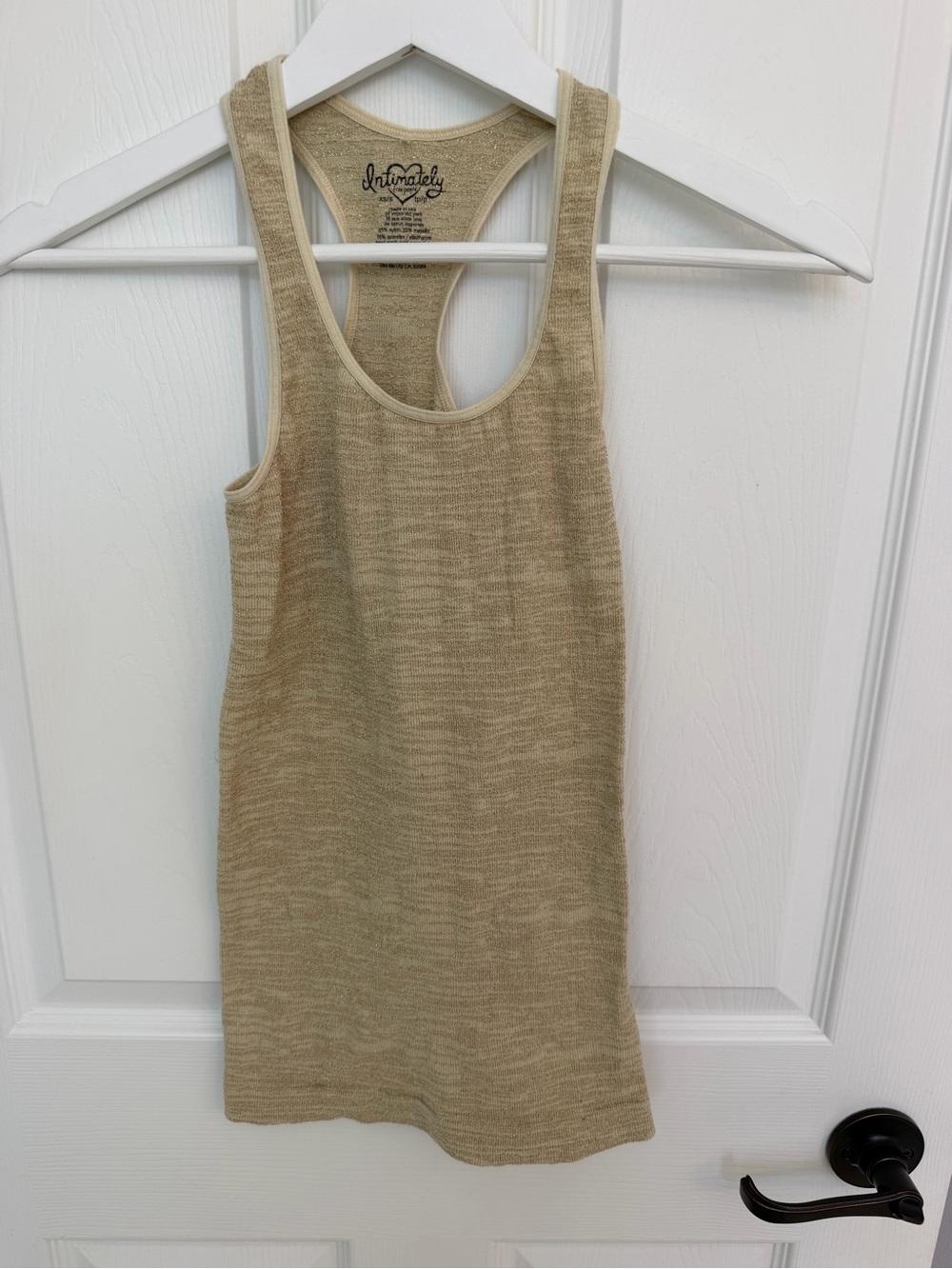 Intimately Free People XS/S tank top gold-beige metallic racerback